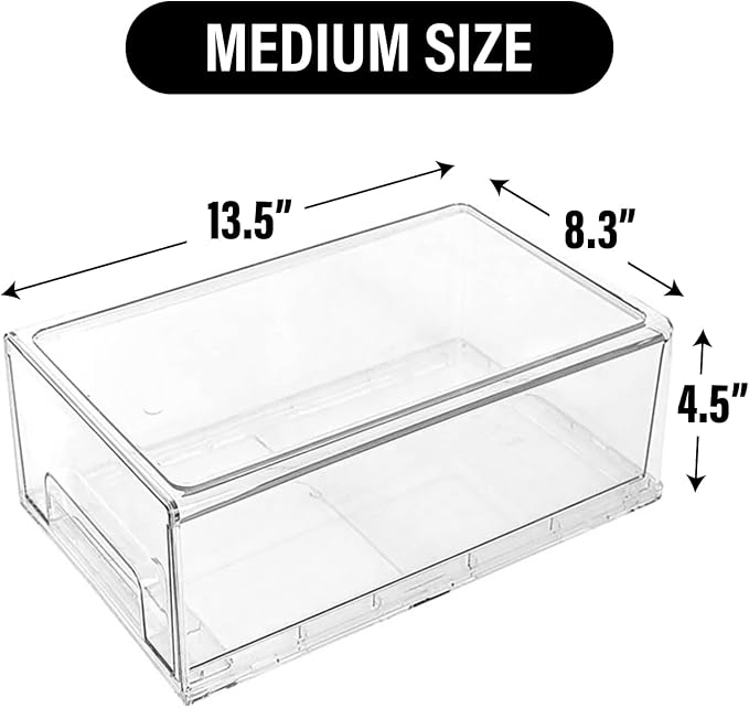 Clear Plastic Storage Drawer Organizer Bins, Perfect for Kitchen Organization or Pantry Organization and Storage, Fridge Drawer Organizer Bins, Pantry Storage and Organization Bins - Image 2