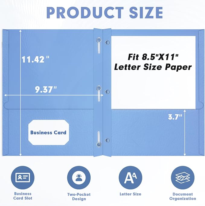 Two Pocket Folders, RAZCC 100 Pack Two Pocket Folders with Prongs, 3 Prong Folders Fit Letter Size Paper, Pocket Paper File Folders for School Office Home Business, Assorted 10 Colors - Image 2