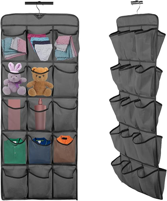 30 Large Pockets Dual Sided Hanging Shoe Organizer Double-Side Closet Storage Shelves with Rotating Hanger Space Saving Storage Bag Portable Shoe Rack Holder for Bedroom Laundry Room,Black by TKSDWBLTY