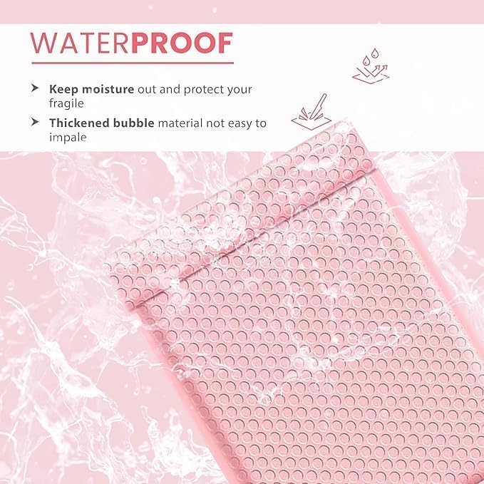 Light Pink Bubble Mailers 12x15, Self Seal Poly Padded Envelopes, 100 Pack - Image 4