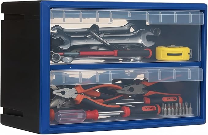 Northsky 2-Drawer Small Parts Cabinet, Stackable, Clear, 14.17 × 7.09 × 9.45 in by NorthSky