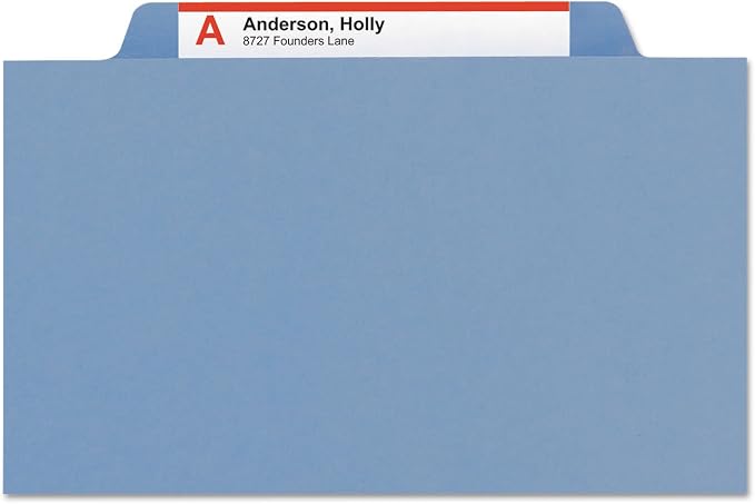 Smead Classification File Folder, 2" Expansion, 2/5-Cut Tab, Letter Size, 10 per Box (1 Divider, Blue) - Image 3