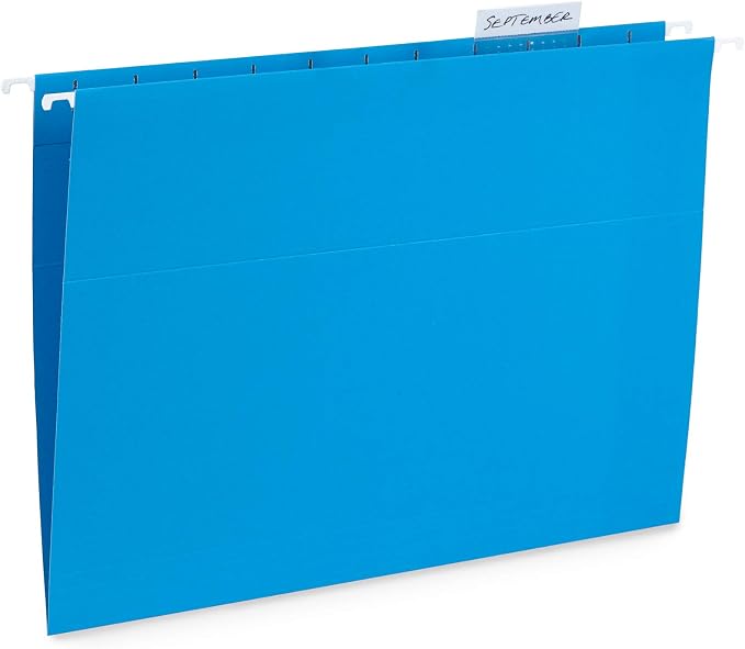 Blue Summit Supplies 50 Hanging File Folders, Letter Size, Blue | Reinforced letter size, 1/5 cut tabs, plastic tabs and inserts included, for filing cabinet, home, and office - Image 8