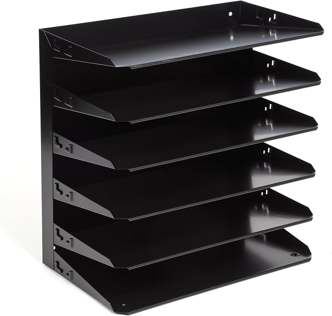 Huron Desktop Horizontal 6-Slot Legal File Binder Organizer Storage Letter Tray, Black Commercial Grade Steel - Image 5