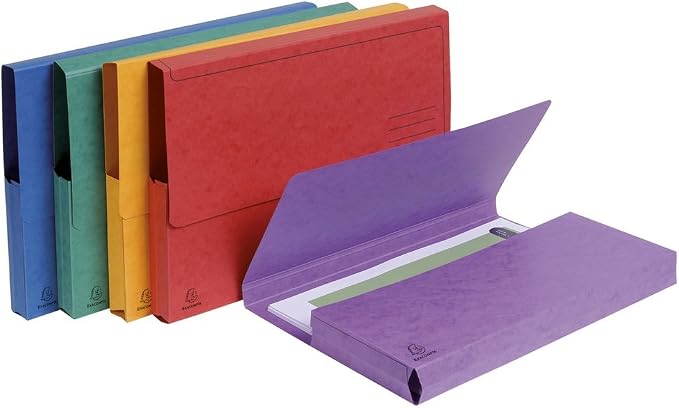 Exacompta - Ref 4790E - Document Wallets - 240 x 320mm in Size, Suitable for A4 Documents, 30mm Expansion Gusset, 300gsm Mottled Pressboard - Assorted Colours (Pack of 5) by +Office+Supplies