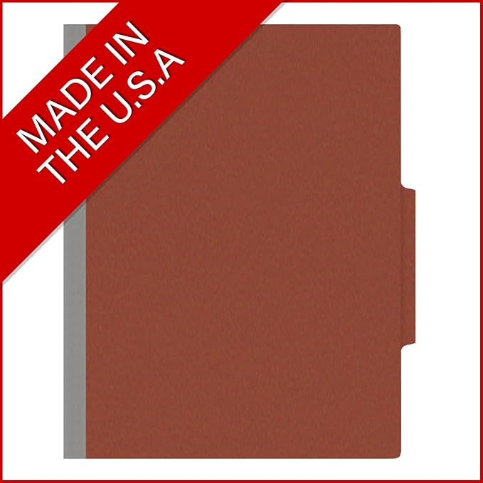 25 Pt. Pressboard Classification Folders, 2/5 Cut ROC Top Tab, Letter Size, 2 Dividers, Brick Red (Box of 10) - Image 5