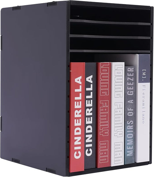 Paper File Organizer for Desk Classroom, Desktop Paper File Sorter 11 Compartment File Storage Organizer for Home Office School (Black) by JAYEUW