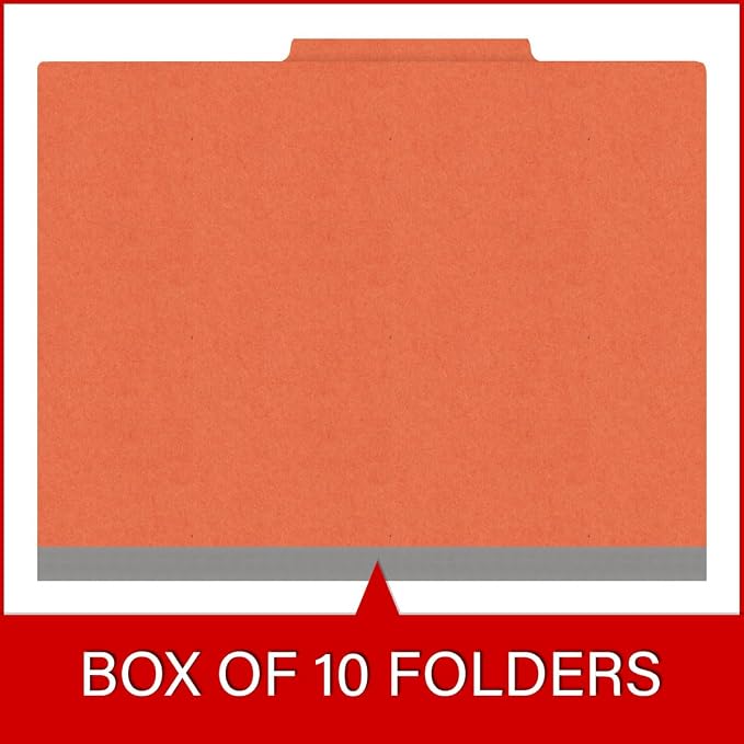 Heavy Duty End Tab Color Folders, 2/5 Cut ROC Top Tab, Letter Size, 2 Divider, Orange (Box of 10) - Image 6