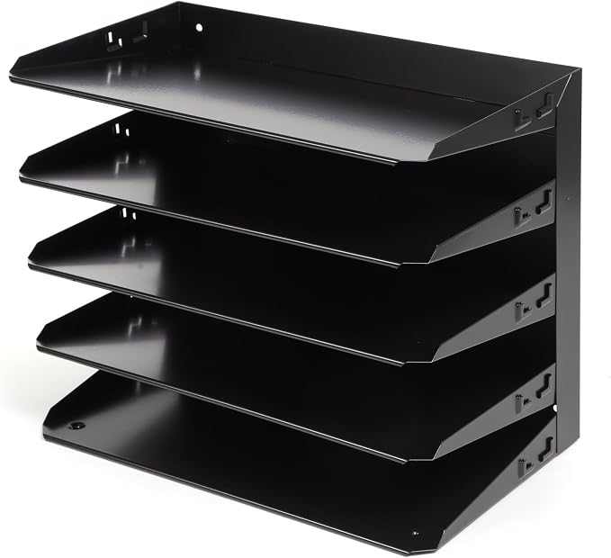 Huron Desktop Horizontal 5-Slot Legal File Binder Organizer Storage Letter Tray, Black Commercial Grade Steel - Image 4