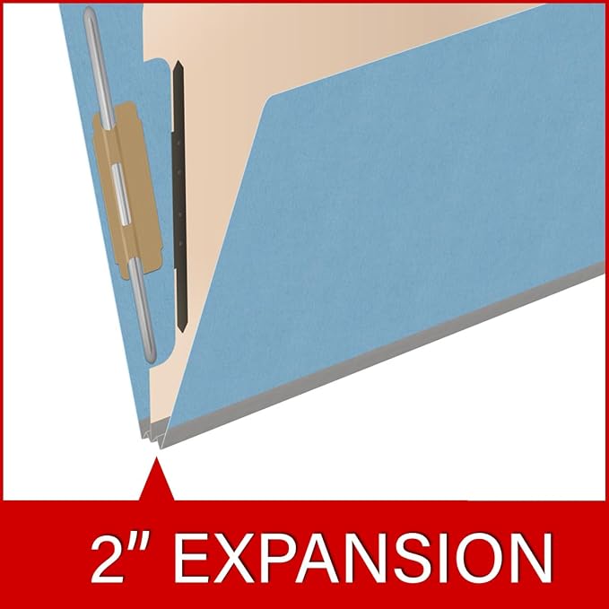 Ecom Folders Heavy Duty Top Tab Classification Folders | Letter Size 18 Pt Stock with 1 Divider | 2/5 Cut Right Position Tab for Medical, Legal and Office Documents | Blue, Box of 10 - Image 7