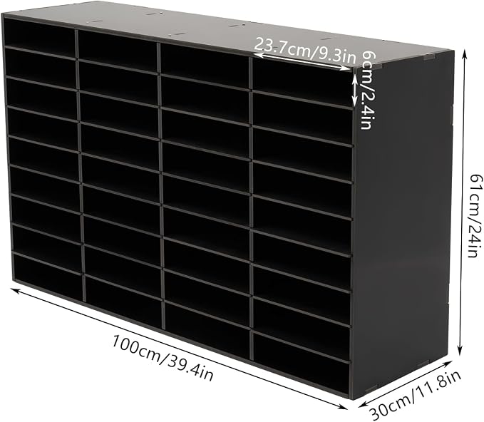 36 Slots Literature Organizer, Mail File Sorter for Classroom/Office/Home | PVC File Storage Desktop Paper Cabinet with Adjustable Compartments, Multi-Purpose Mail Center (Black-36 Compartments) - Image 5