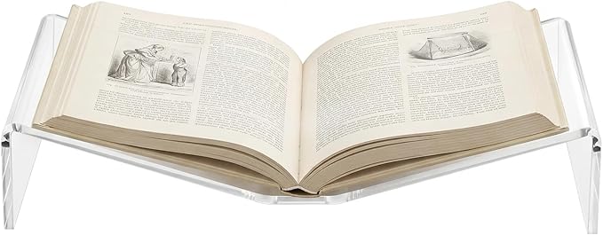 Sintuff Large Acrylic Open Book Display Stand 12.4" W X 7.87" d X 2.36" H, Open Bookstand Holder for Display and Reading Cookbooks, Art Books, Bibles, Magazines by Sintuff