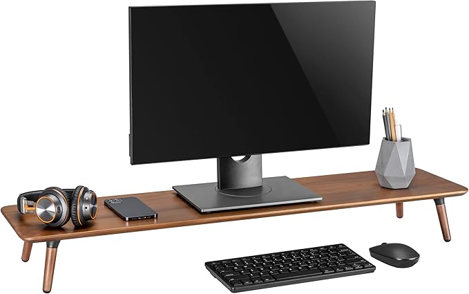 Desk Shelf for Top of Desk (Mahogany) Mid Century Modern Monitor Stand (39.37 × 9.45 × 4.72 inches) by IVEDesign