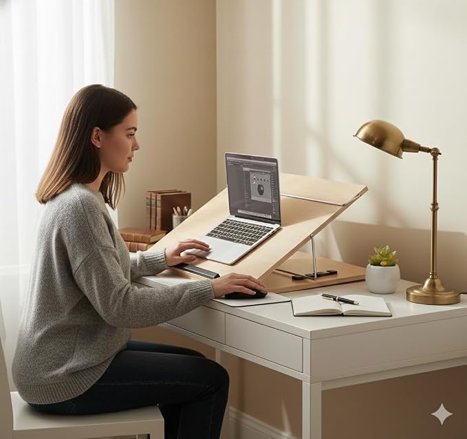 Writing Table top Small Size 12 * 16 inch 10 mm Thick Adjustable Wooden Drawing Board, Light Beech Color - Image 4
