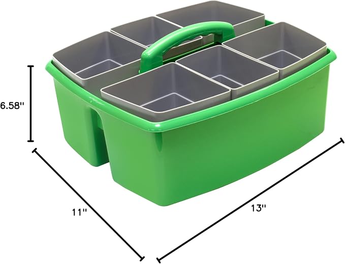 Storex Large Classroom Caddy with Cups, 13 x 11 x 6.575 Inches, Green, Case of 2 (00983U02C) - Image 9