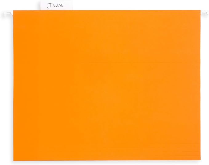 Blue Summit Hanging File Folders, Letter Size, Orange, Great for Organizing and Easy File Storage, 50 Per Box | Reinforced letter size, 1/5 cut tabs, plastic tabs and inserts included, for filing cabinet, home, and office - Image 7