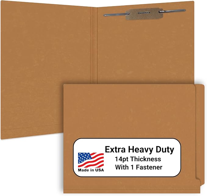 Brown File Folders, Doctor Stuff, Letter Size Reinforced End Tab Folder with 2" Bonded Fastener on Inside Back, 14 pt Stock, Box of 50 by DoctorStuff