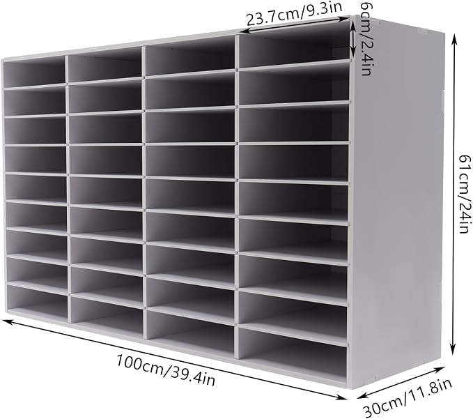 36 Compartment Literature Organizer Desktop File Holder White PVC Office | 176 Lbs Heavy Duty Load, Removable Adjustable Dividers, Felt Anti-slip Pads, Smooth Easy-clean Surface, Safe Rounded Edges - Image 5