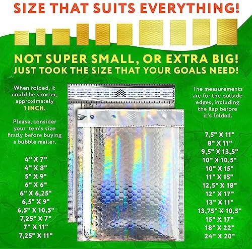 Metallic Bubble Mailers, Hologram Glossy Padded Envelopes 5 x 9 Inches, Cushion Bubble Shipping Bags, Self Seal Mailing Envelopes, Pack of 100 - Image 4