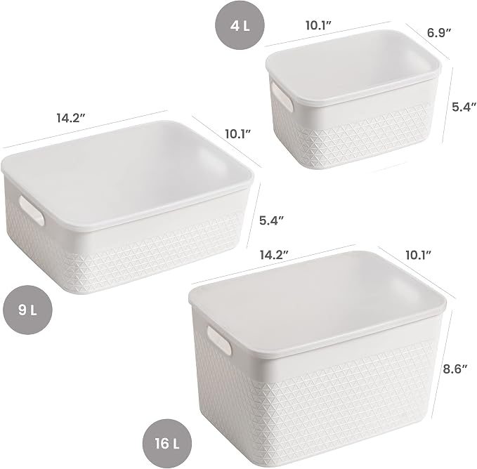 Lidded Storage Bin Organizer | Storage Organizing Container, 4 Liter, Set of 6, Mint - Image 3