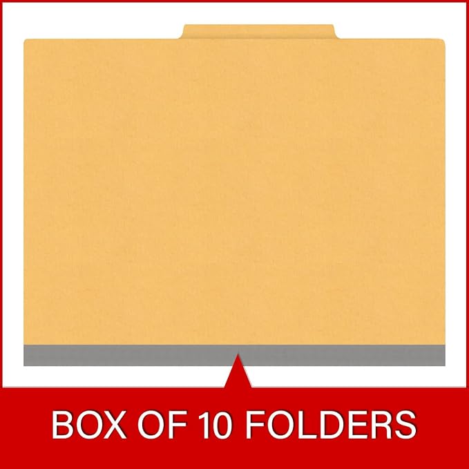 Heavy Duty End Tab Color Folders, 2/5 Cut ROC Top Tab, Letter Size, 2 Divider, Yellow (Box of 10) - Image 6