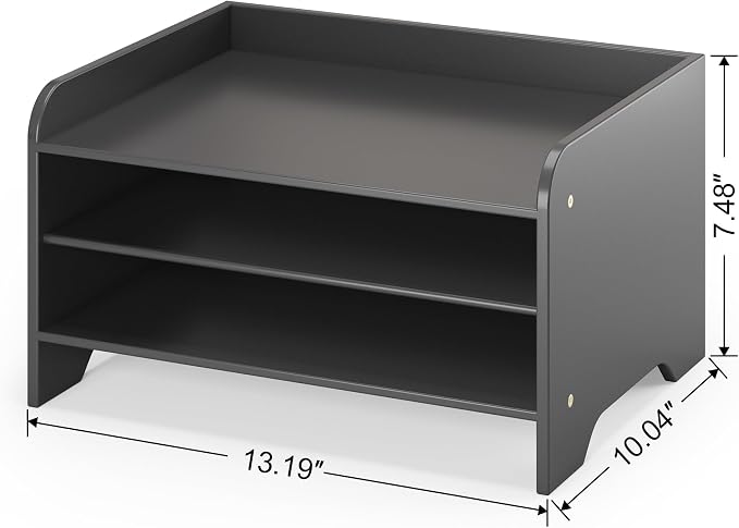 Bamboo File Organizer for Desk, Desktop Paper Tray and Mail Holder | Three open tiers keep A4/letter paper, folders, bills and mail sorted, visible and easy to reach while saving desk space - Image 3