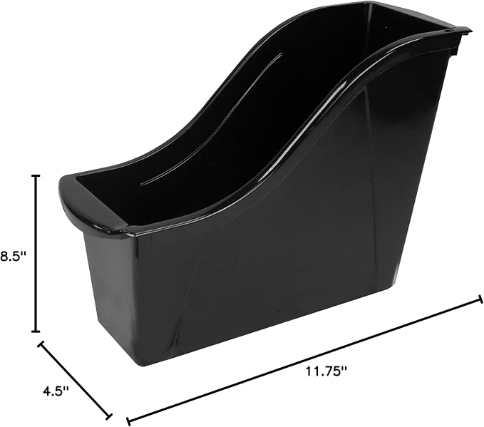 Storex Small Book Bin - Interlocking Plastic Organizer for Home, Office, and Work Space - Black, 6-Pack (70123E06C) - Image 5