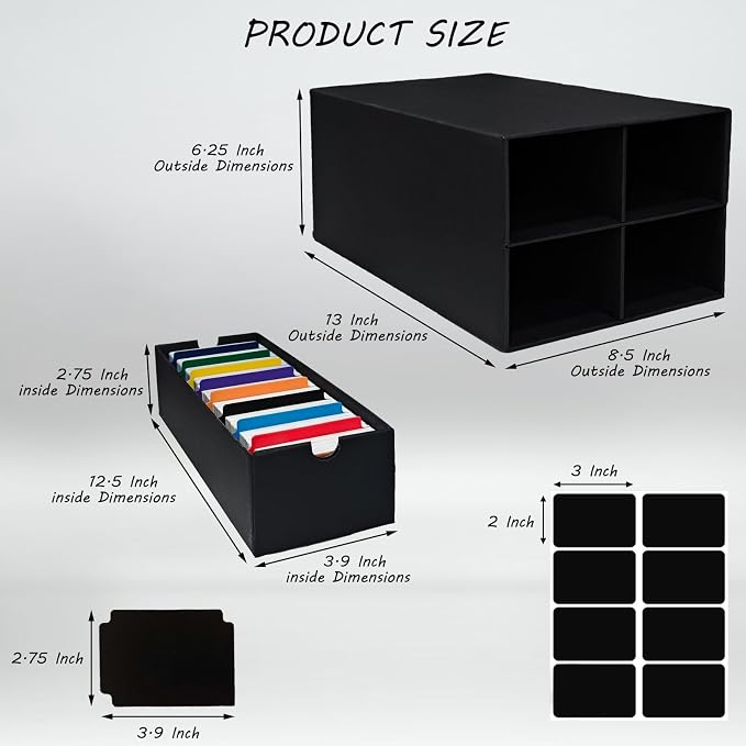 6 Sets Trading Card Storage Boxes, Includes 24-750 CT Boxes & 96 Dividers, 18000+ Trading Cards Organizer for Collectible Card Games, Sports Cards, TCG, with Labels & Pen - Image 2