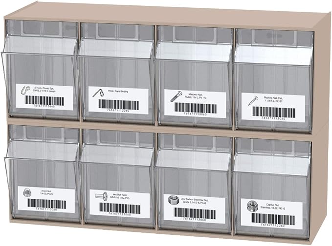 Akro-Mils TiltView Plastic Storage Cabinet with 4 Tilt Out Bins, Horizontal Plastic Parts Organizer, Teacher Toolbox, and Office Supply Organizer, 23-5/8" W x 8-3/16" H x 6-3/4" D, Stone - Image 9