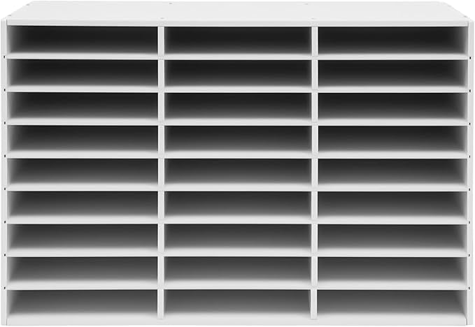 Literature Organizer, Desktop File Sorter Mail Center, Paper Storage Cabinet with 27 Slots Compartments, Classroom Mailbox for Home School Office (27 Slots White) - Image 6