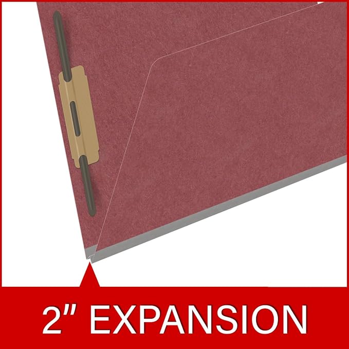 Top Tab Pressboard Folders, Letter Size, 2" exp, Fasteners Pos #1 & #3, Dark Red (Box of 25) - Image 7