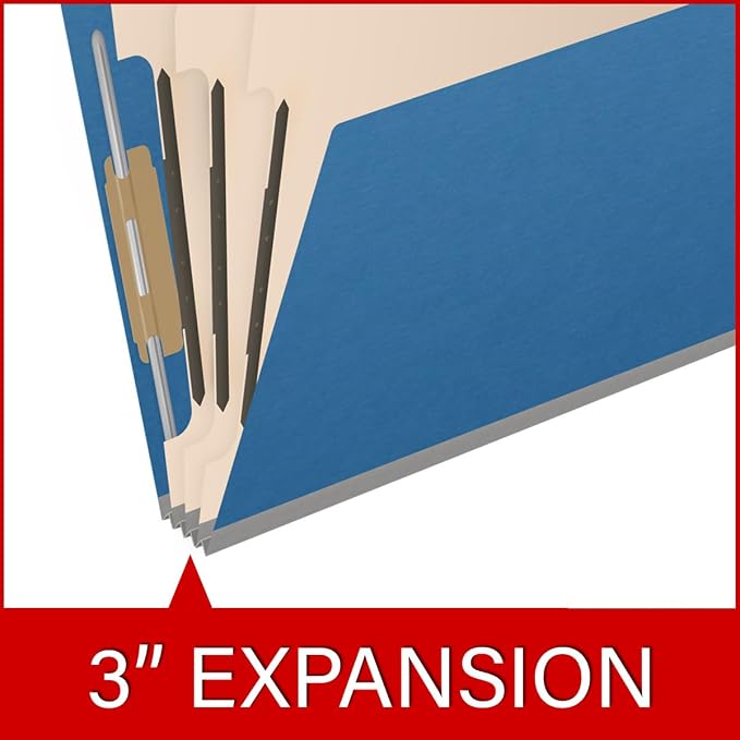 25 Pt. Pressboard Classification Folders, 2/5 Cut ROC Top Tab, Letter Size, 3 Dividers, Royal Blue (Box of 10) - Image 7