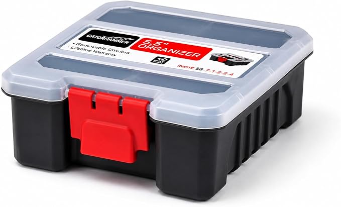 Mini Parts Organizer Box – Small Hardware Storage Case with 6 Compartments & Divider – Compact Nylon Container for Screws, Beads, Tackle, or Travel Toolbox by GatorClamps
