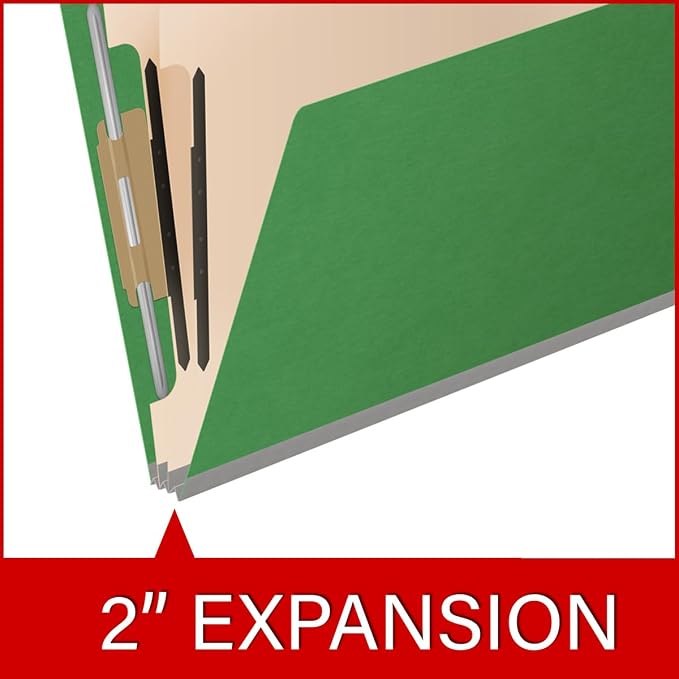 25 Pt. Pressboard Classification Folders, Full Cut End Tab, Letter Size, 2 Dividers, Moss Green (Box of 10) - Image 7