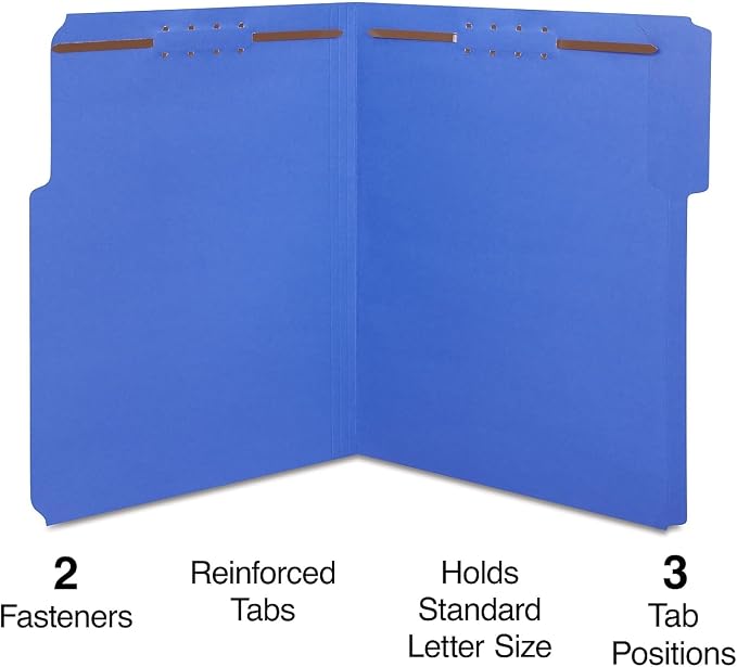 Staples Reinforced Classification Folder, Letter Size, 2″ Expansion, Blue Pressboard, Durable Construction, 50/Box - Image 2