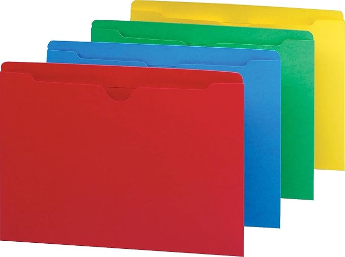 Smead File Jacket, Reinforced Straight-Cut Tab, Flat-No Expansion, Letter Size, Assorted Colors, 100 per Box (75613) - Image 3