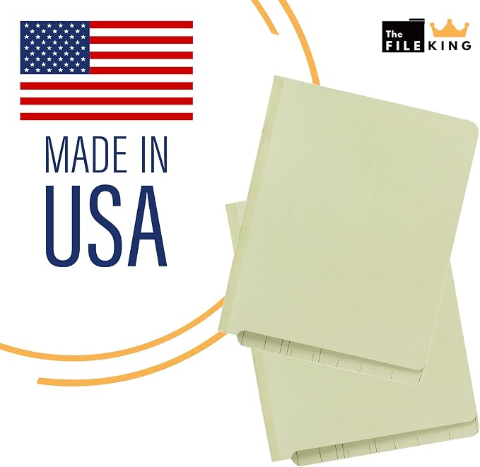 The File King Two Divider Pressboard Classification Pale Green File Folder - Letter Size | Box of 10 | End Tab | 2” Expansion | Six 2-Inch Fastener Prongs | Made in America - Image 5