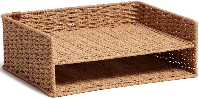 U Brands Letter Tray Paper Organizer, Two Tier Desktop Organizer, Woven by UBrands