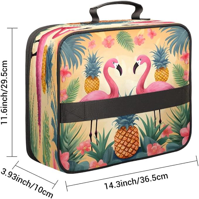 File Organizer Tropical Leaves Flamingo Pineapple Document Organizer with Handle Portable File Organizer Bag Home Travel Storage Bags for Files Laptop Certificates - Image 3