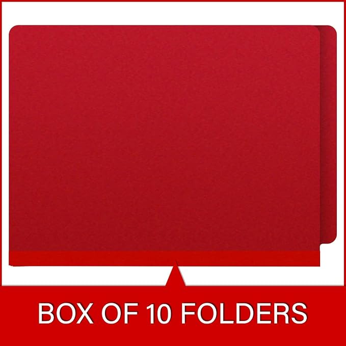 25 Pt. Pressboard Classification Folders, Full Cut End Tab, Letter Size, No Dividers, Deep Red (Box of 25) - Image 6