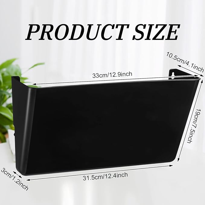Colarr 8 Pcs Wall File Holder Organizer Plastic Wall Mount Mail Organizer with Screws Single Pocket Hanging Folder Paper Magazine Holder for Walls Office Home Classroom(Black) - Image 2