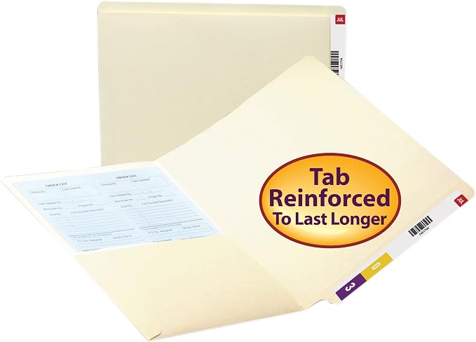 Smead End Tab File Pocket, Shelf-Master® Reinforced Straight-Cut Tab, 1 Pocket, Letter Size, Manila, 50 per Box (24115) - Image 2