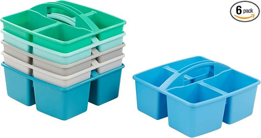 ECR4Kids 4-Compartment Medium Plastic Caddy, Multipurpose Organization, Contemporary, 6-Pack by ECR4Kids