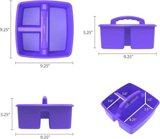 Storex 3-Compartment Small Caddy – Multipurpose Classroom Organizer with Handle, Purple, 5-Pack (00944U06C) - Image 9