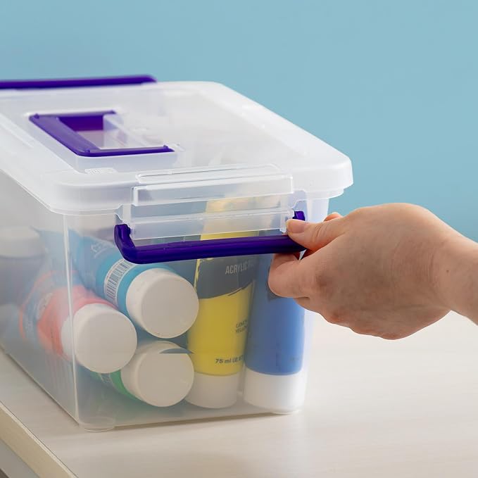 IRIS USA Storage Bins with Lids |Made in USA| 5 Qt - (6-Pack) - Clear | Built-In Handle Tote / Plastic Containers for Crafts, Art, Office & Study Supplies / Interlocking Latches - Image 5