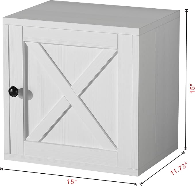 FUSUNBAO Magic DIY Cube Storage Organizer Stackable Cubes for Home Books Clothes Toy-Modular Cubby Storage System-Office Cubical-Bookcase Closet (Pure White-Washed, Door Cube) - Image 3