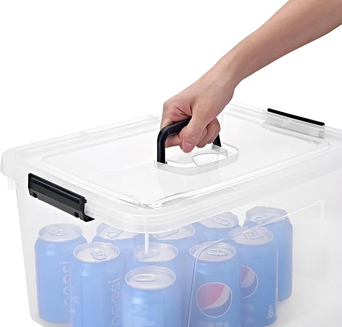 19 Quart Plastic Storage Bins with Lids, 6-Pack Stackable Clear Storage Organizing Box with Handle - Image 4