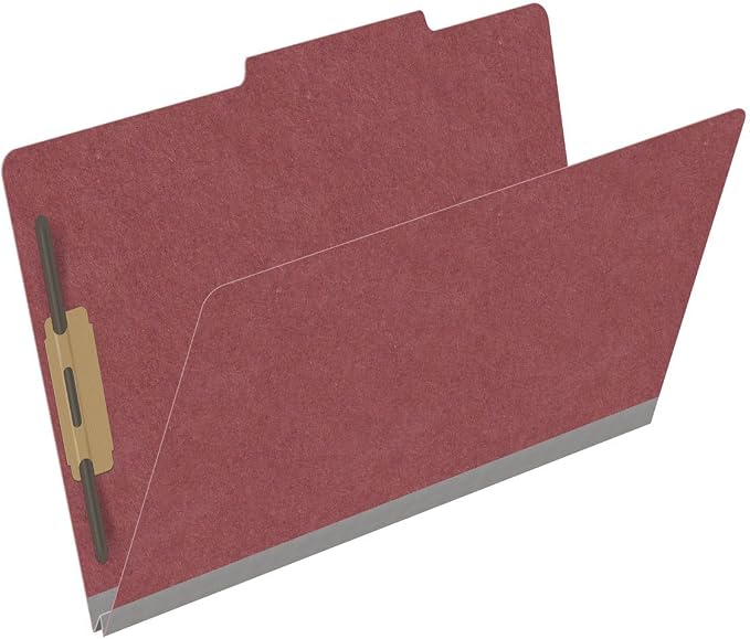 25 Pt. Pressboard Classification Folders, 2/5 Cut ROC Top Tab, Legal Size, No Dividers, Dark Red (Box of 25) - Image 2