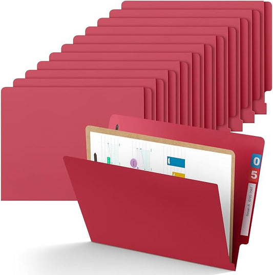 Skyygemm 24 Pack Classification Folders, Letter Size,1 Dividers,Red | Pressboard File Folders, 2 Prong Fasteners, 2" Expanding, Manila, End Tab, for Office School Legal Records Medical by Skyygemm