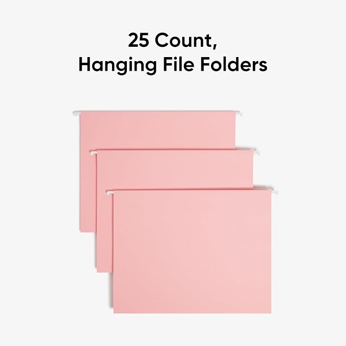 Smead Standard Hanging File Folders, 25 Count, Pink, 1/5-Cut Adjustable Tabs, Letter Size (64066) - Image 3